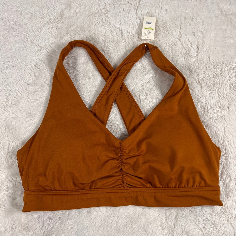 OFFLINE by Aerie Real Me Medium Support Cross Back Sports Bra Burnt Orange L Top